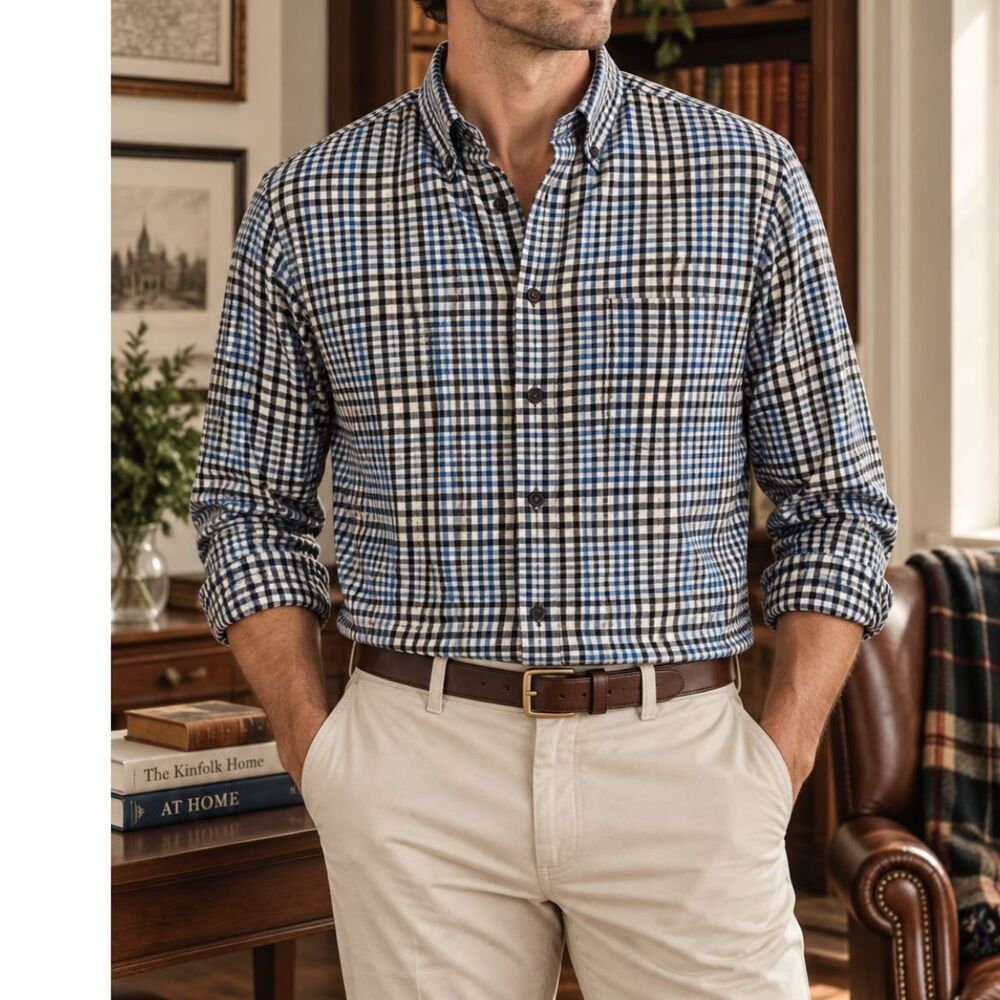 Levi's Men's Made & Crafted Gingham Button Down Shirt 100% Cotton Preppy Medium
